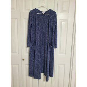 Lularoe small women's blue static print open front long sleeve cardigan